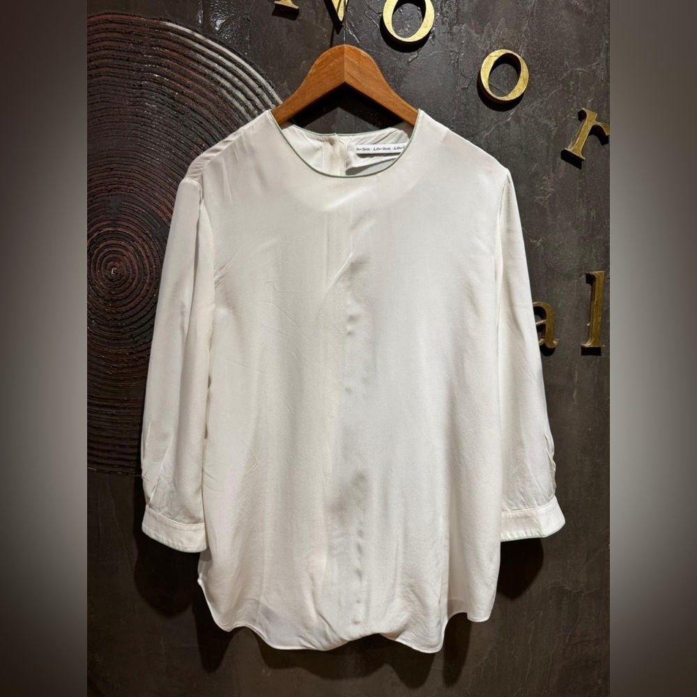 & Other Stories Cream silk casual long sleeved blouse size 10